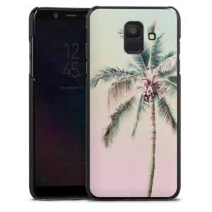 Galaxy A6 (2018) Handy Hard Case Schutzhülle schwarz Smartphone Backcover Palm Tree Pastel Tropical Hard Case