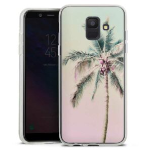 Galaxy A6 (2018) Handy Silikon Hülle Case transparent Handyhülle Palm Tree Pastel Tropical Silikon Case