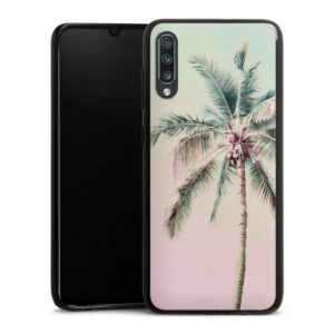 Galaxy A70 Handy Silikon Hülle Case schwarz Handyhülle Palm Tree Pastel Tropical