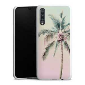 Galaxy A70 Handy Silikon Hülle Case weiß Handyhülle Palm Tree Pastel Tropical Silikon Case