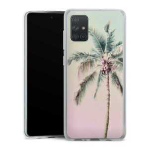 Galaxy A71 Handy Silikon Hülle Case transparent Handyhülle Palm Tree Pastel Tropical Silikon Case