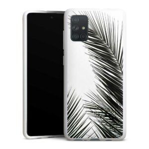 Galaxy A71 Handy Silikon Hülle Case weiß Handyhülle Jungle Palm Tree Leaves Silikon Case