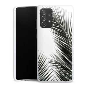 Galaxy A72 Handy Silikon Hülle Case weiß Handyhülle Jungle Palm Tree Leaves Silikon Case