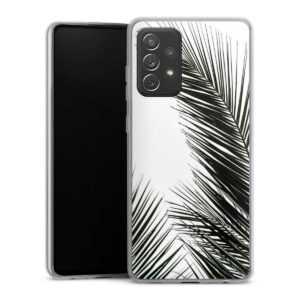 Galaxy A72 Handy Slim Case extra dünn Silikon Handyhülle transparent Hülle Jungle Palm Tree Leaves Silikon Slim Case