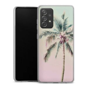 Galaxy A72 Handy Slim Case extra dünn Silikon Handyhülle transparent Hülle Palm Tree Pastel Tropical Silikon Slim Case