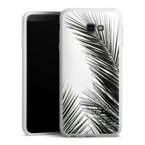 Galaxy J4 Plus (2018) Handy Silikon Hülle Case weiß Handyhülle Leaves Palm Tree Jungle Silikon Case