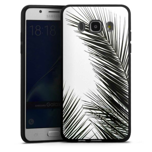 Galaxy J5 (2016) Handy Silikon Hülle Case schwarz Handyhülle Leaves Palm Tree Jungle