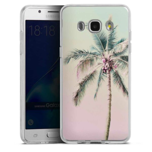 Galaxy J5 (2016) Handy Silikon Hülle Case transparent Handyhülle Palm Tree Pastel Tropical Silikon Case