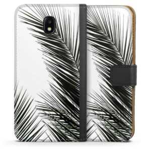 Galaxy J5 (2017) Handy Klapphülle Handyhülle aus Kunst Leder schwarz Flip Case Jungle Palm Tree Leaves Sideflip mit Lasche