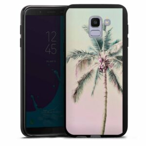 Galaxy J6 (2018) Handy Silikon Hülle Case schwarz Handyhülle Palm Tree Pastel Tropical