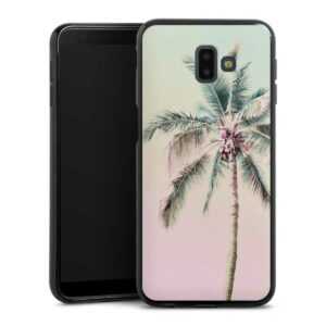 Galaxy J6 Plus (2018) Handy Silikon Hülle Case schwarz Handyhülle Palm Tree Pastel Tropical