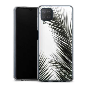 Galaxy M12 Handy Silikon Hülle Case transparent Handyhülle Jungle Palm Tree Leaves Silikon Case