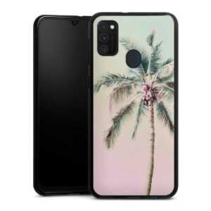 Galaxy M21 Handy Silikon Hülle Case schwarz Handyhülle Palm Tree Pastel Tropical