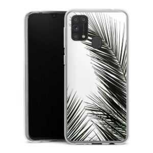 Galaxy M31 Handy Silikon Hülle Case transparent Handyhülle Jungle Palm Tree Leaves Silikon Case