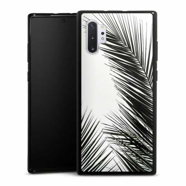 Galaxy Note 10 Plus Handy Silikon Hülle Case schwarz Handyhülle Jungle Palm Tree Leaves