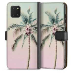 Galaxy Note 10 lite Handy Klapphülle Handyhülle aus Kunst Leder schwarz Flip Case Palm Tree Pastel Tropical Sideflip mit Lasche