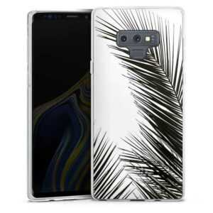 Galaxy Note 9 Handy Silikon Hülle Case transparent Handyhülle Leaves Palm Tree Jungle Silikon Case