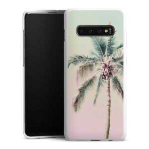 Galaxy S10 Plus Handy Hard Case Schutzhülle weiß Smartphone Backcover Palm Tree Pastel Tropical Hard Case