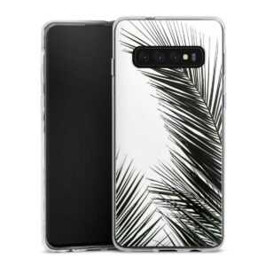Galaxy S10 Plus Handy Silikon Hülle Case transparent Handyhülle Jungle Palm Tree Leaves Silikon Case