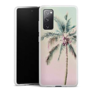 Galaxy S20 FE 5G Handy Silikon Hülle Case weiß Handyhülle Palm Tree Pastel Tropical Silikon Case