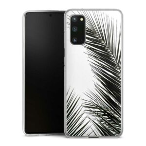 Galaxy S20 Handy Hard Case Schutzhülle transparent Smartphone Backcover Jungle Palm Tree Leaves Hard Case