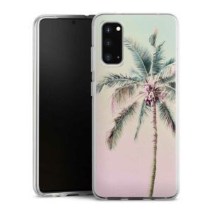 Galaxy S20 Handy Silikon Hülle Case transparent Handyhülle Palm Tree Pastel Tropical Silikon Case