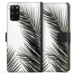 Galaxy S20 Plus Handy Klapphülle Handyhülle aus Kunst Leder schwarz Flip Case Jungle Palm Tree Leaves Sideflip mit Lasche