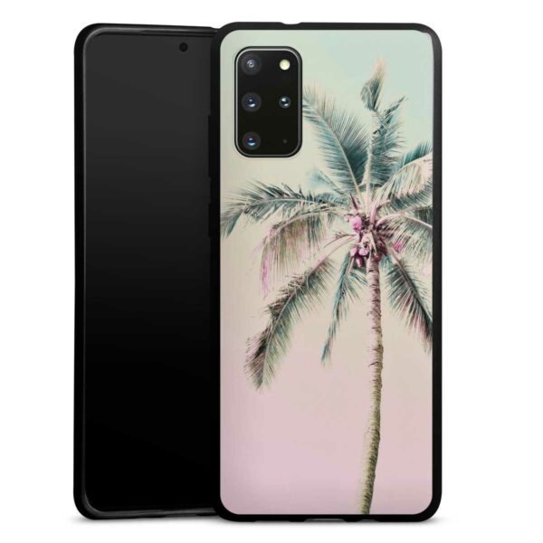 Galaxy S20 Plus Handy Silikon Hülle Case schwarz Handyhülle Palm Tree Pastel Tropical