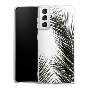 Galaxy S21 5G Handy Hard Case Schutzhülle transparent Smartphone Backcover Jungle Palm Tree Leaves Hard Case