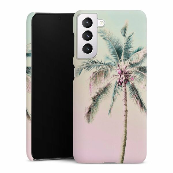 Galaxy S21 5G Handy Premium Case Smartphone Handyhülle Hülle matt Palm Tree Pastel Tropical Premium Case