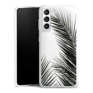 Galaxy S21 5G Handy Silikon Hülle Case weiß Handyhülle Jungle Palm Tree Leaves Silikon Case
