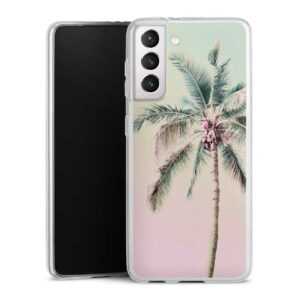 Galaxy S21 5G Handy Slim Case extra dünn Silikon Handyhülle transparent Hülle Palm Tree Pastel Tropical Silikon Slim Case
