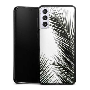 Galaxy S21 Plus 5G Handy Silikon Hülle Case schwarz Handyhülle Jungle Palm Tree Leaves