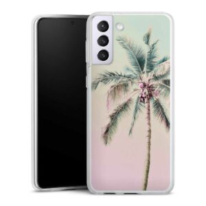 Galaxy S21 Plus 5G Handy Silikon Hülle Case transparent Handyhülle Palm Tree Pastel Tropical Silikon Case