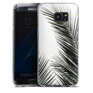 Galaxy S7 Edge Handy Silikon Hülle Case transparent Handyhülle Leaves Palm Tree Jungle Silikon Case