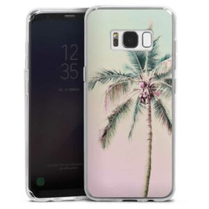 Galaxy S8 Handy Silikon Hülle Case transparent Handyhülle Palm Tree Pastel Tropical Silikon Case