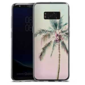 Galaxy S8 Handy Slim Case extra dünn Silikon Handyhülle transparent Hülle Palm Tree Pastel Tropical Silikon Slim Case