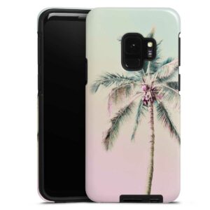Galaxy S9 Handy Panzer Handyhülle robuste Outdoor Hülle Schutzhülle glänzend Palm Tree Pastel Tropical Tough Case