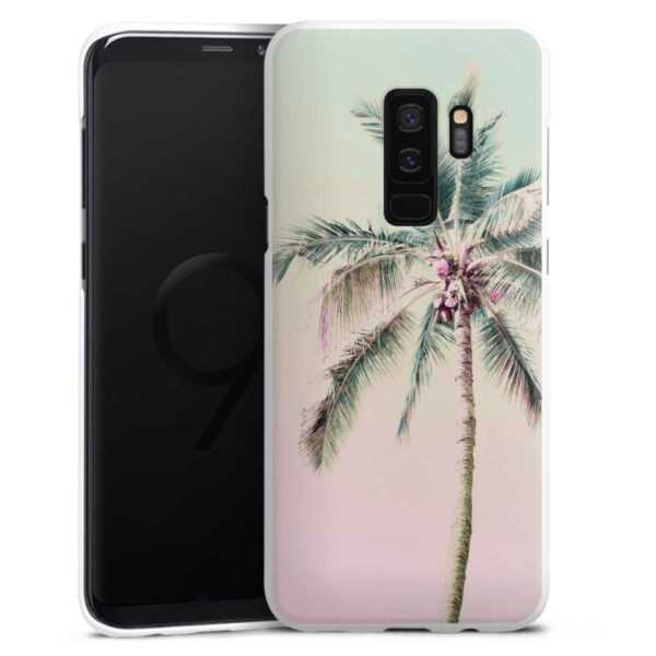 Galaxy S9 Plus Handy Hard Case Schutzhülle weiß Smartphone Backcover Palm Tree Pastel Tropical Hard Case