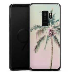 Galaxy S9 Plus Handy Silikon Hülle Case schwarz Handyhülle Palm Tree Pastel Tropical