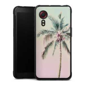 Galaxy XCover 5 EE Handy Silikon Hülle Case schwarz Handyhülle Palm Tree Pastel Tropical