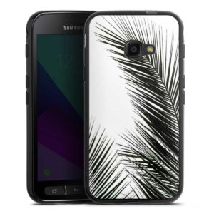 Galaxy Xcover 4s Handy Silikon Hülle Case schwarz Handyhülle Jungle Palm Tree Leaves