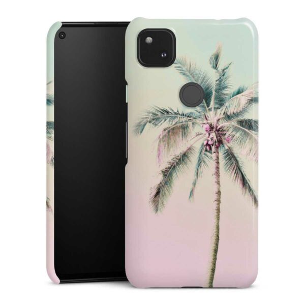 Google Pixel 4a Handy Premium Case Smartphone Handyhülle Hülle glänzend Palm Tree Pastel Tropical Premium Case