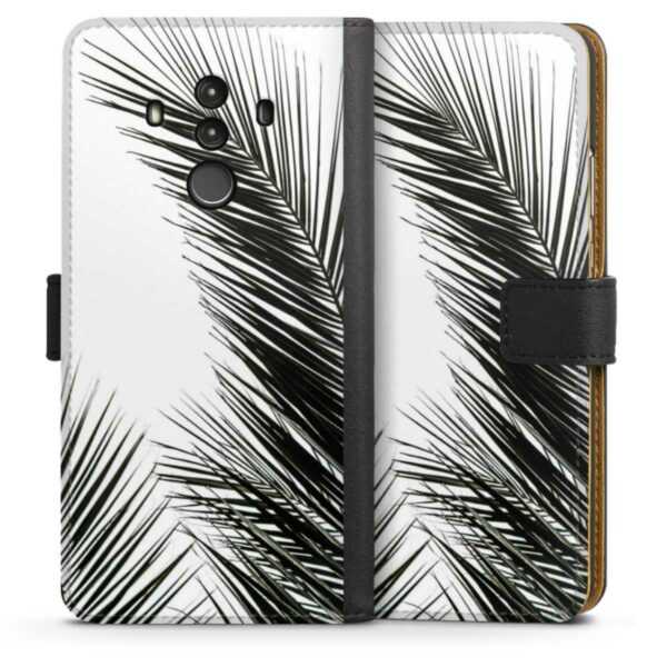 Huawei Mate 10 Pro Handy Klapphülle Handyhülle aus Kunst Leder schwarz Flip Case Jungle Palm Tree Leaves Sideflip mit Lasche