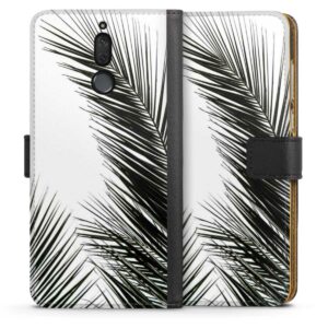 Huawei Mate 10 lite Handy Klapphülle Handyhülle aus Kunst Leder schwarz Flip Case Jungle Palm Tree Leaves Sideflip mit Lasche