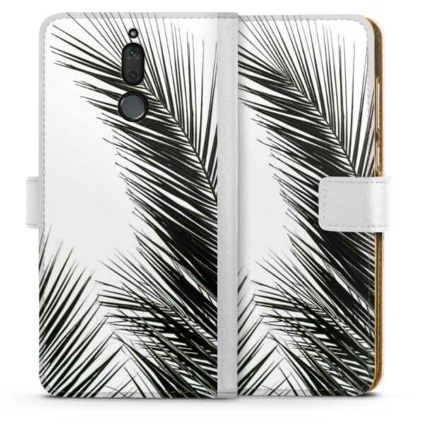 Huawei Mate 10 lite Handy Klapphülle Handyhülle aus Kunst Leder weiß Flip Case Leaves Palm Tree Jungle Sideflip mit Lasche
