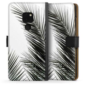 Huawei Mate 20 Handy Klapphülle Handyhülle aus Kunst Leder schwarz Flip Case Jungle Palm Tree Leaves Sideflip mit Lasche