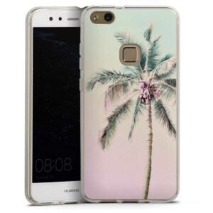 Huawei P10 lite Handy Silikon Hülle Case transparent Handyhülle Palm Tree Pastel Tropical Silikon Case
