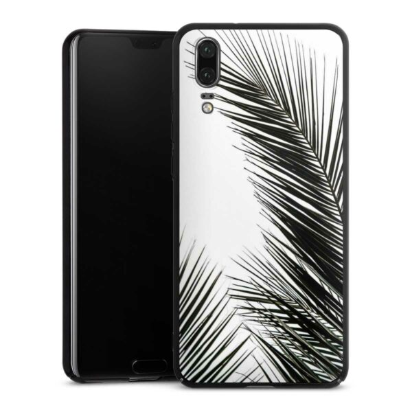 Huawei P20 Handy Hard Case Schutzhülle schwarz Smartphone Backcover Jungle Palm Tree Leaves Hard Case