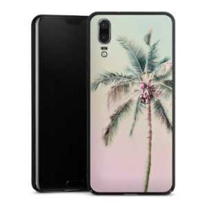 Huawei P20 Handy Hard Case Schutzhülle schwarz Smartphone Backcover Palm Tree Pastel Tropical Hard Case
